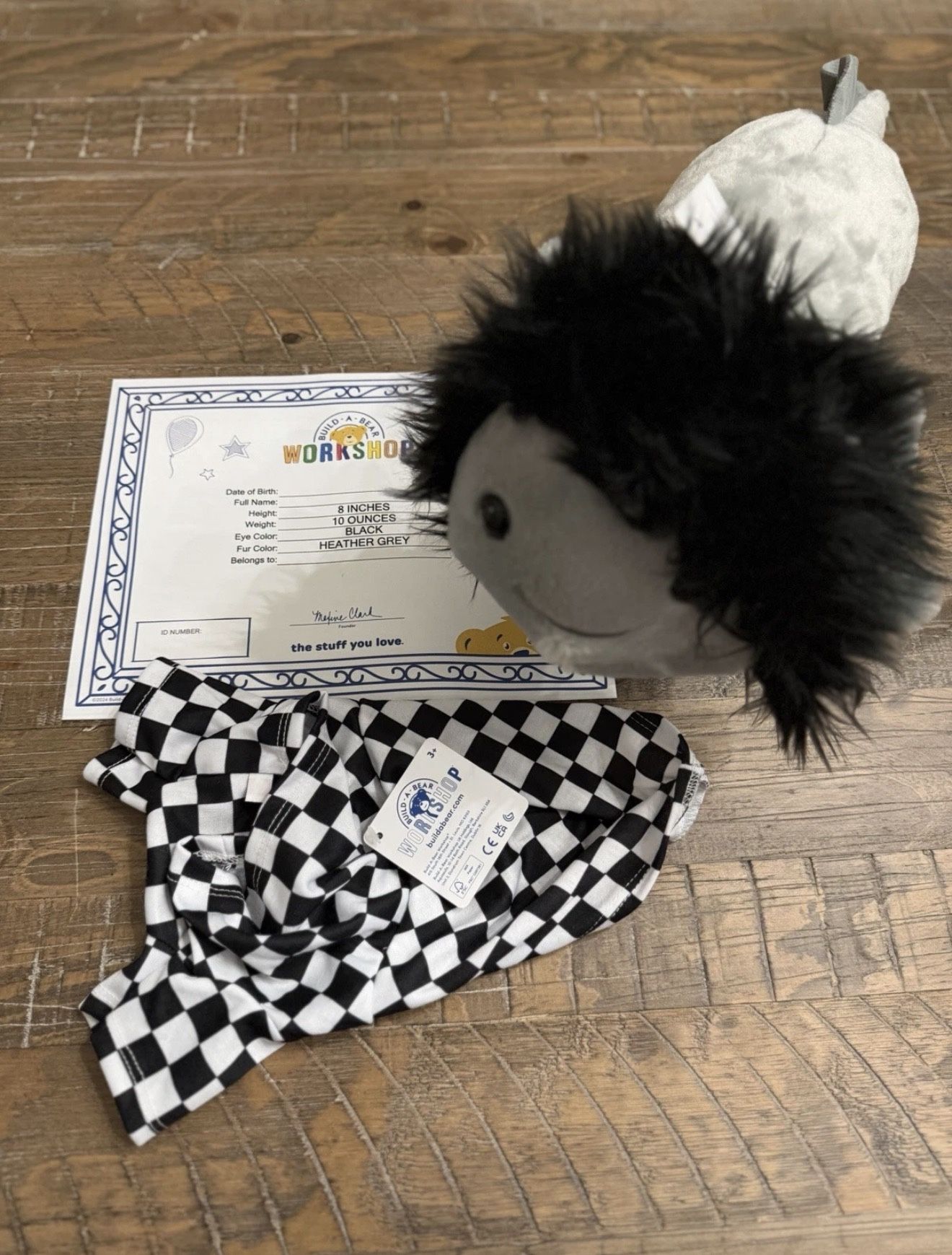 Build-A-Bear Emo Axolotl Plush w/ Checkered Hoodie