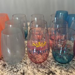 24-ounce Acrylic Stemless Wine Glasses/Drinkware Plastic Tumbler, set of 16
