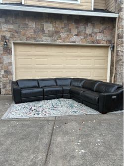 Nova Charcoal Leather Sectional Sofa