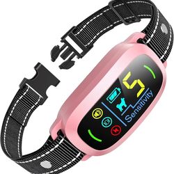 Dog Bark Collar, Rechargeable Smart Collar, Anti Barking Training Collar with 5 Adjustable Sensitivity Beep Vibration Shock, Bark Collar for Large Med