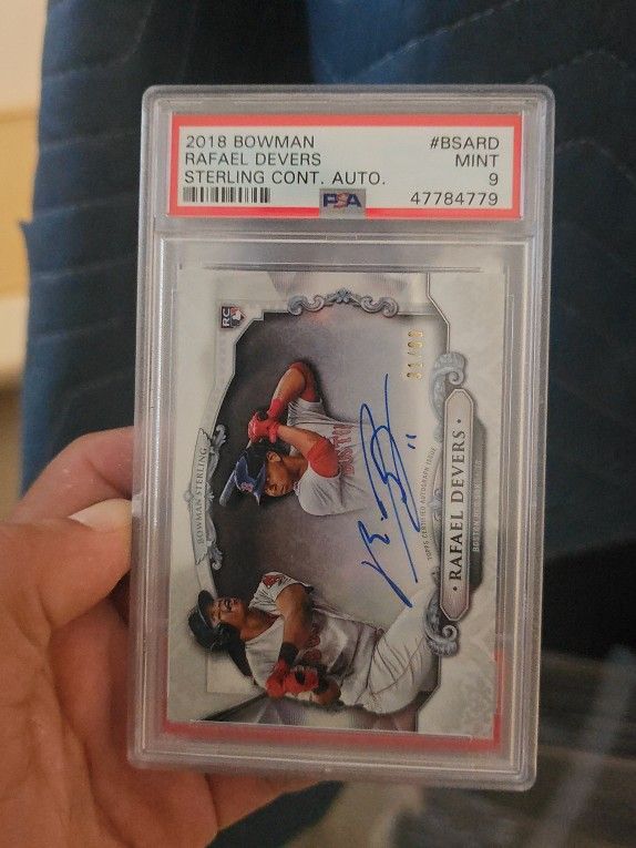 rafael devers 2018 bowman mint 9 signed