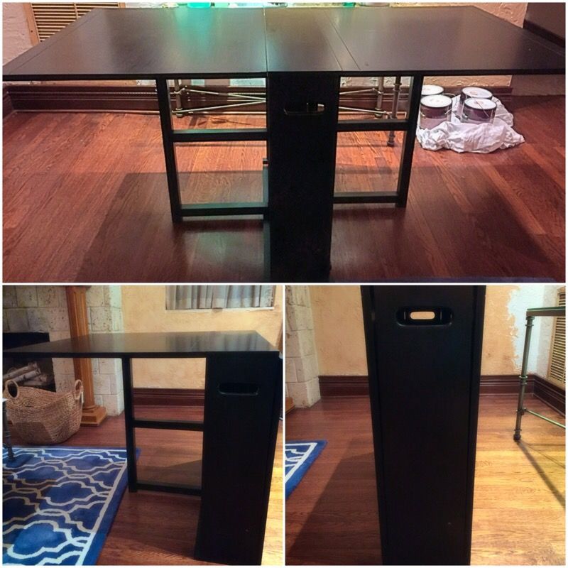 Crate & Barrel Span Black Gateleg Dining Table