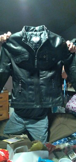 Girls black leather jacket 