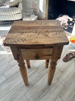 Rustic solid wood Side Table with Drawer / Night stand