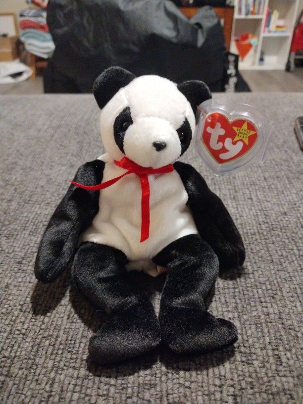 Ty Panda Bear Beanie Baby FORTUNE 1997 Error Back Tag Says 1998! Retired
