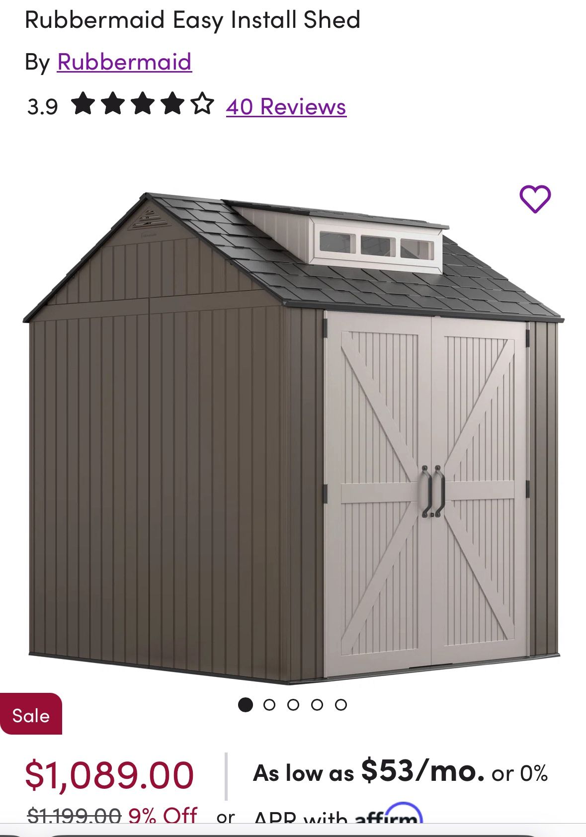 Pending - Rubbermaid 7 X 7 Shed