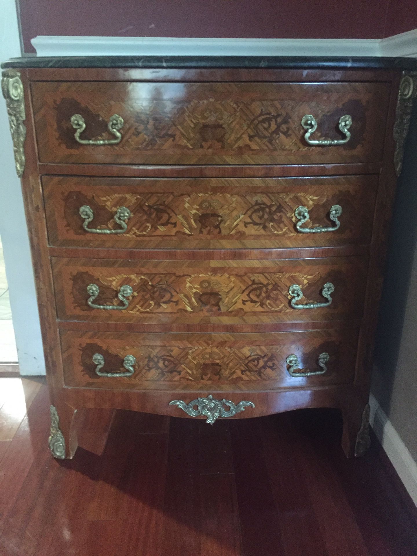 Antique inlayed exotic wood dresser