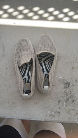 Beige Perforated Slip-On Flats