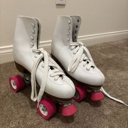 White & Pink Roller skates Ladies Size 10 (Fits like Size 9-9.5)
