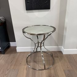 Bernhardt Round Metal End Table with Mirror Top