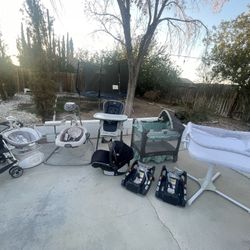 baby stuff, bassinet, car seat, swing highchair stroller bassinet for twins