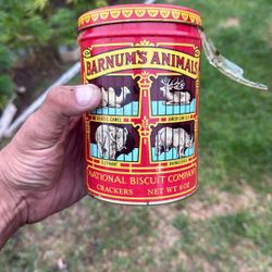Vintage Animal Cracker Tin Never Opened Bag