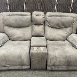 Couch, 2 Person Sofa glider and manual recliners With Cupholders, USB Charging, Storage, 82”x40” Great Condition, Click My Name For More Offers 