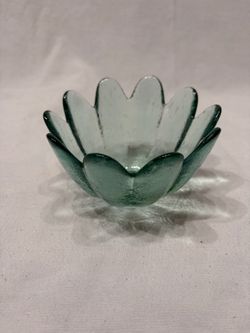 Blenko Green Art Glass Petal Lotus Design Bowl