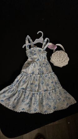 Girls Ocean Print Tiered Sundress