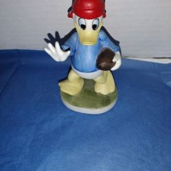 Disney Vintage Donald Duck Playing Football Figurine, Bisque Porcelain, Disney J