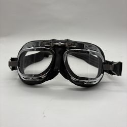 Vintage Halcyon BS4110 Black / Chrome Motorcycle Goggles Eye Protection