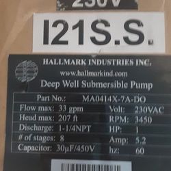 Deep well subermissable pump