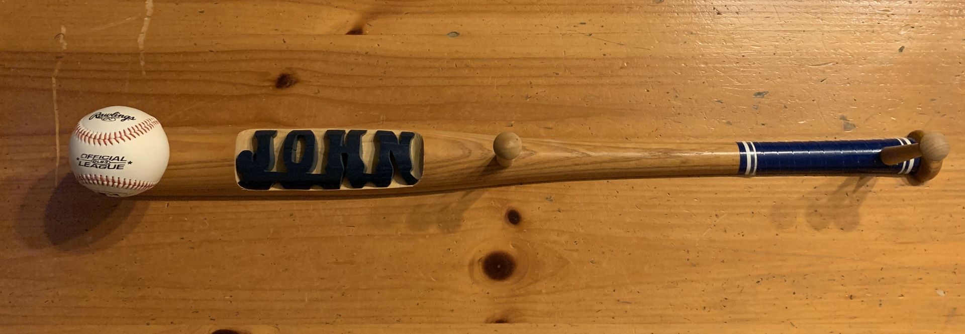 John baseball bat ball coat hanger rack