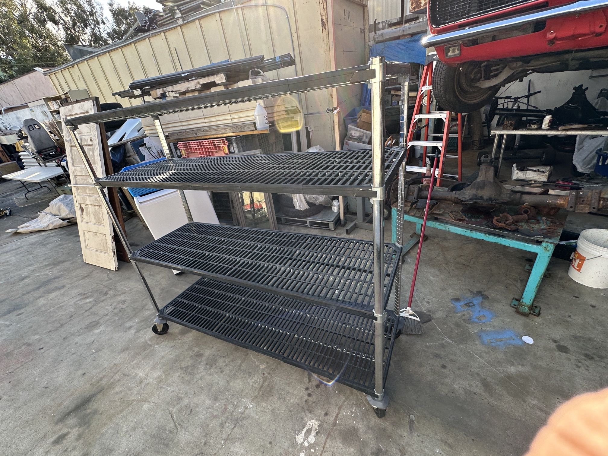 6’x 2’ Heavy Duty Bakery/Industrial  Metal Mobile Shelving Unit With Snap On Plastic Shelf Protectors