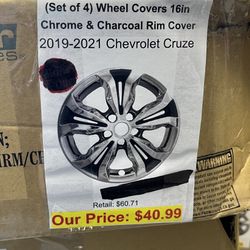 Wheel Covers 16in Chrome & Charcoal Rim Cover 2019-2021 Chevrolet Cruze