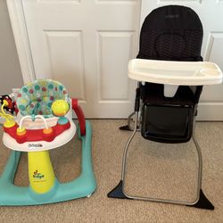 Cosco Folding High Chair & Kolcraft Tiny Steps Walker