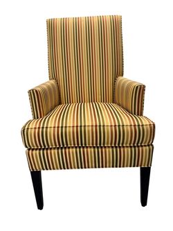 Pair Designmaster Roland 01-347 Arm Dining Chairs Kravet Fabric Walnut USA