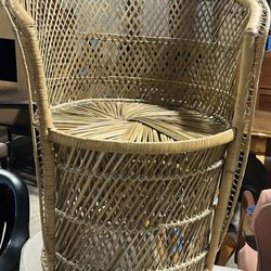 Peacock-style rattan barrel chair