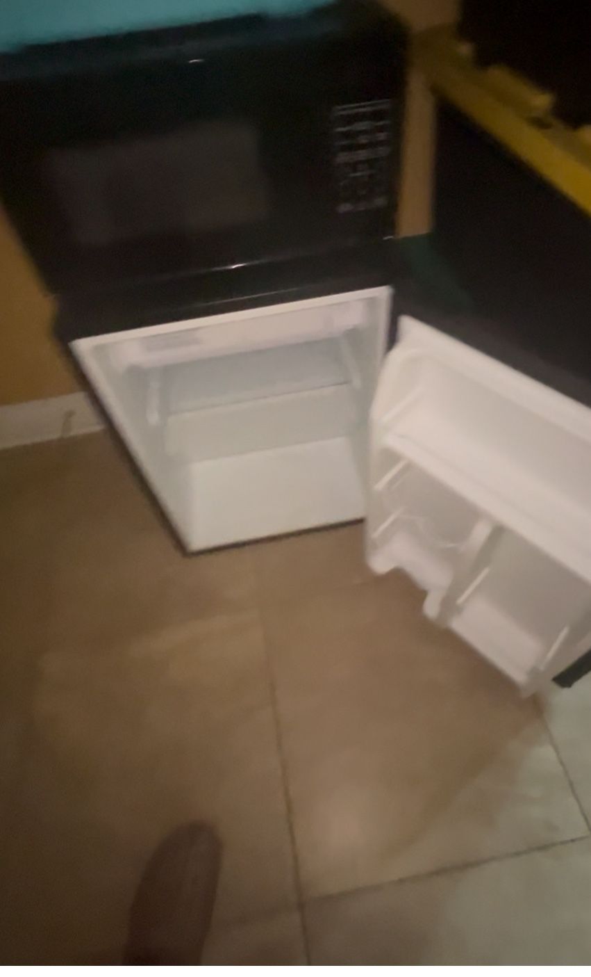 Microwave and Small Fridge