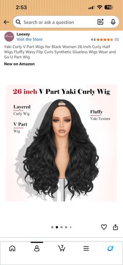 26in Yaki Curly V Part Wig