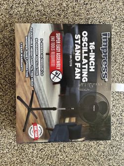 Impress 16 Inch Oscillating Stand Fan, Model IM-727B, New in Box