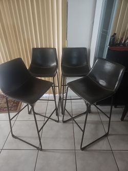 Set of 4 Dark Brown Faux Leather Bar Stools
