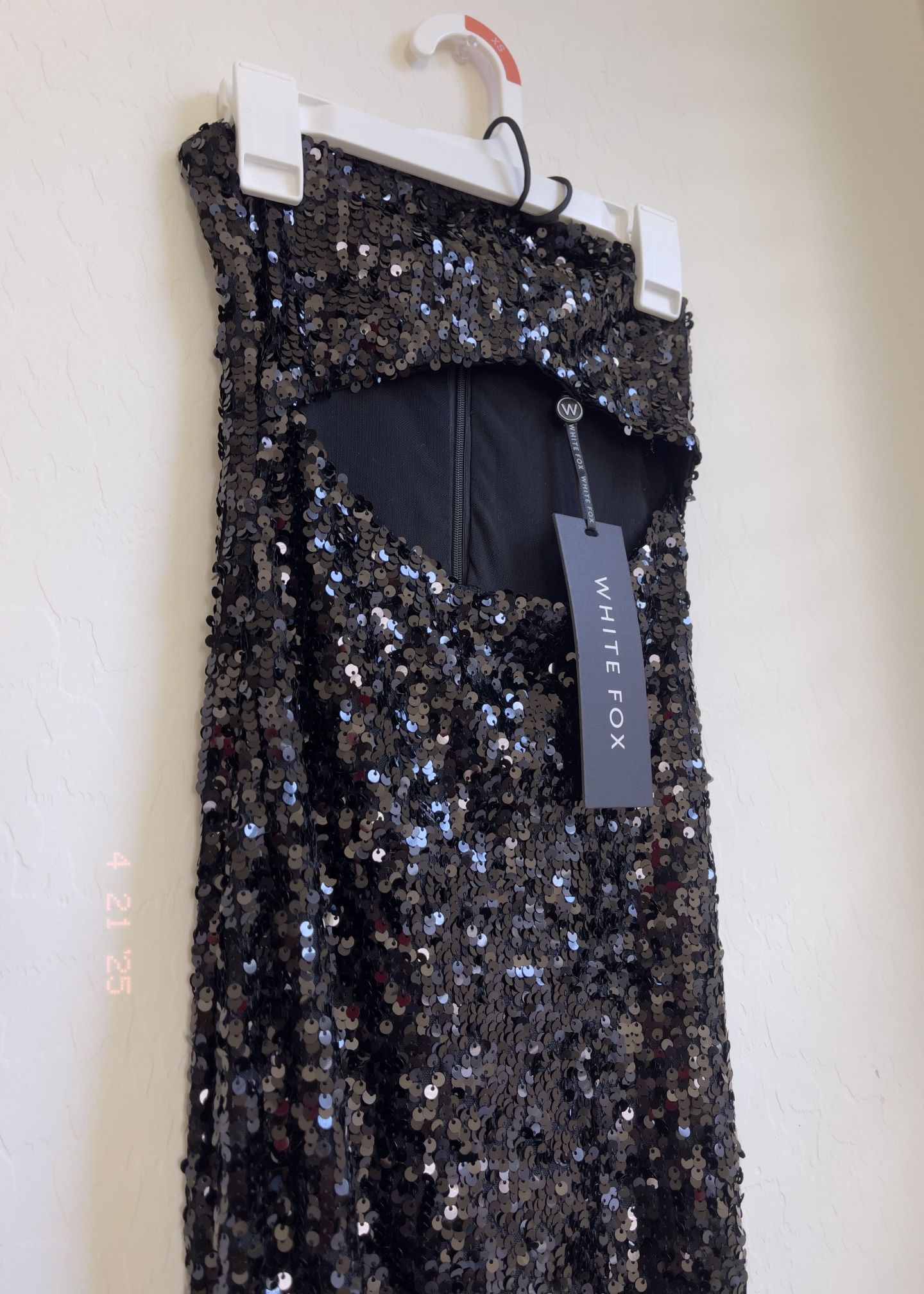 White Fox Black Sequin Formal Dress
