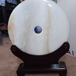 Large Coin Shaped White Jade 