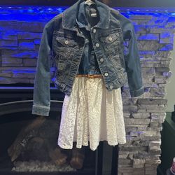 Girls Zunie Lace Dress w/Jean Jacket - Youth Size: 8