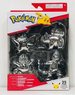 Pokemon 25th Anniversary Edition Series 1 Silver Figurine Action Figure 4-Pack