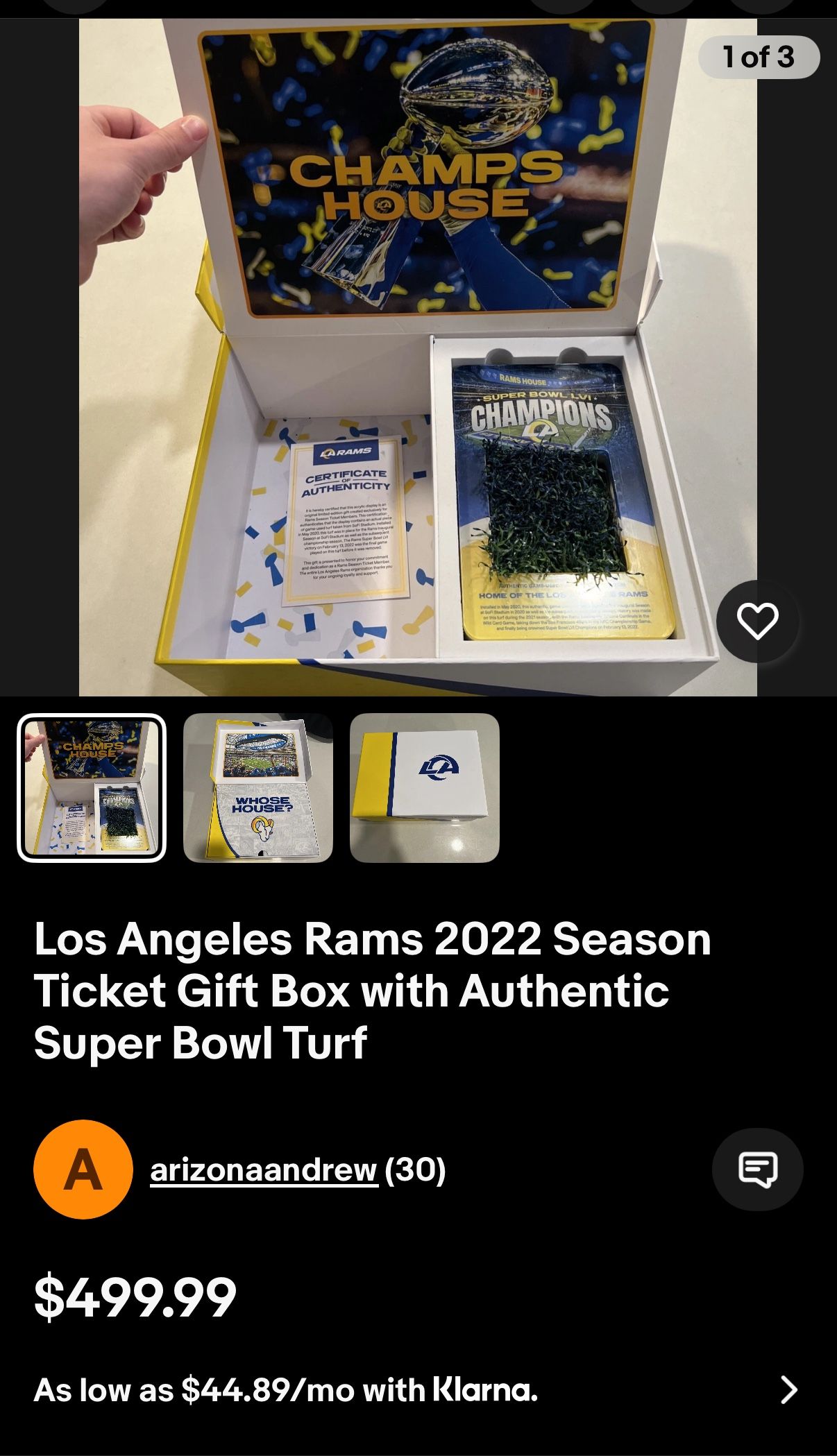 Los Angeles Rams 2022 Season Ticket Gift Box with Authentic Super Bowl Turf