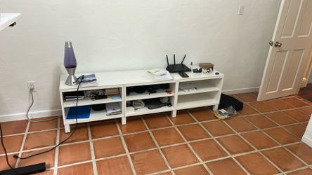 Storage Shelf Unit For Office Or Guest Room - White, Perfect Condition, Glass Top, Adjustable Shelves