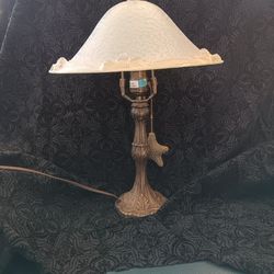 Lamp With Antique Blue Glas Shade