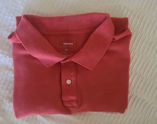 Sonoma Men's Red XL Polo Shirt Short Sleeve Button Classic Collared