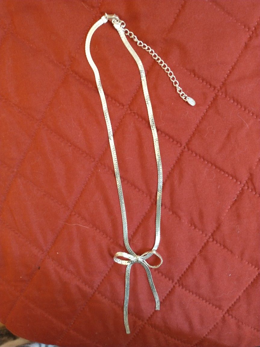Vintage Sterling Silver Bow Choker Necklace