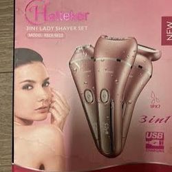 Like New Hatteker 3 in 1 Lady Shaver Set Women Body Hair Trimmer Epilator USB Charge