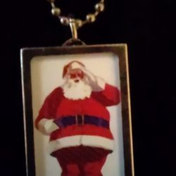 Double Sided Merry Christmas Santa Claus Necklace Pendant