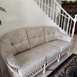 Tan And Wood Couch