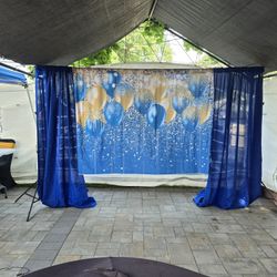 Blue Backdrop Curtains Decoration 