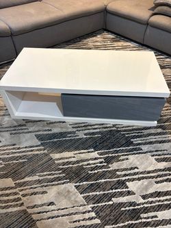 Modern White and Gray Coffee Table with Storage