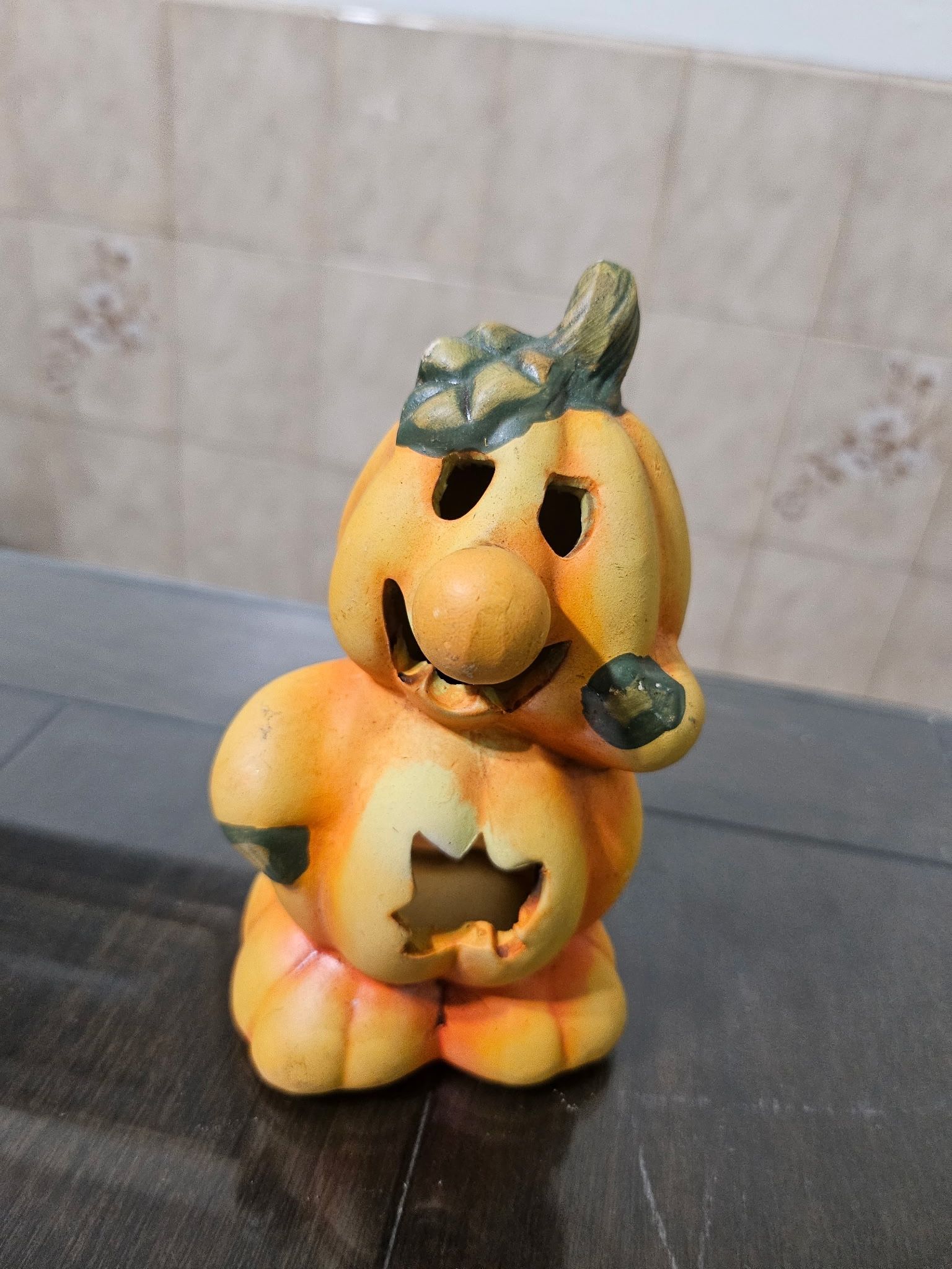Vintage Halloween Ceramic Jack-O-Lantern Pumpkin statue figure
