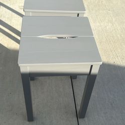 New ! Two New Ikea, Matching Side Tables “Hauga” Gray Tables /Stools , H18x13x13 