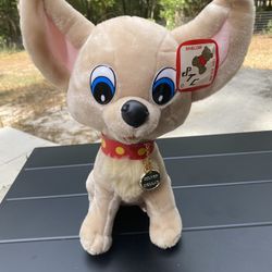 Shalom Chihuahua Jumbo Puppy Plush Wearing Silver Dollar Necklace NWT