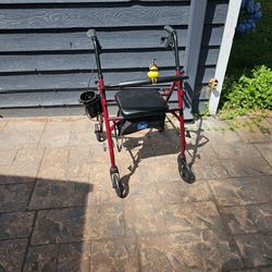 Rolling Walker With Seat, Cup Holder, And Speed Duck